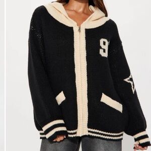 Fashion Nova 97 Varsity Front Zip Sweater